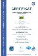 Certifikát systému dle ČSN EN ISO 9001:2016